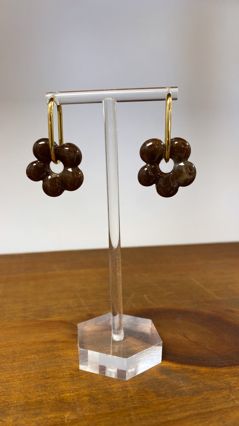 Boucles d’oreilles FLEURS marron