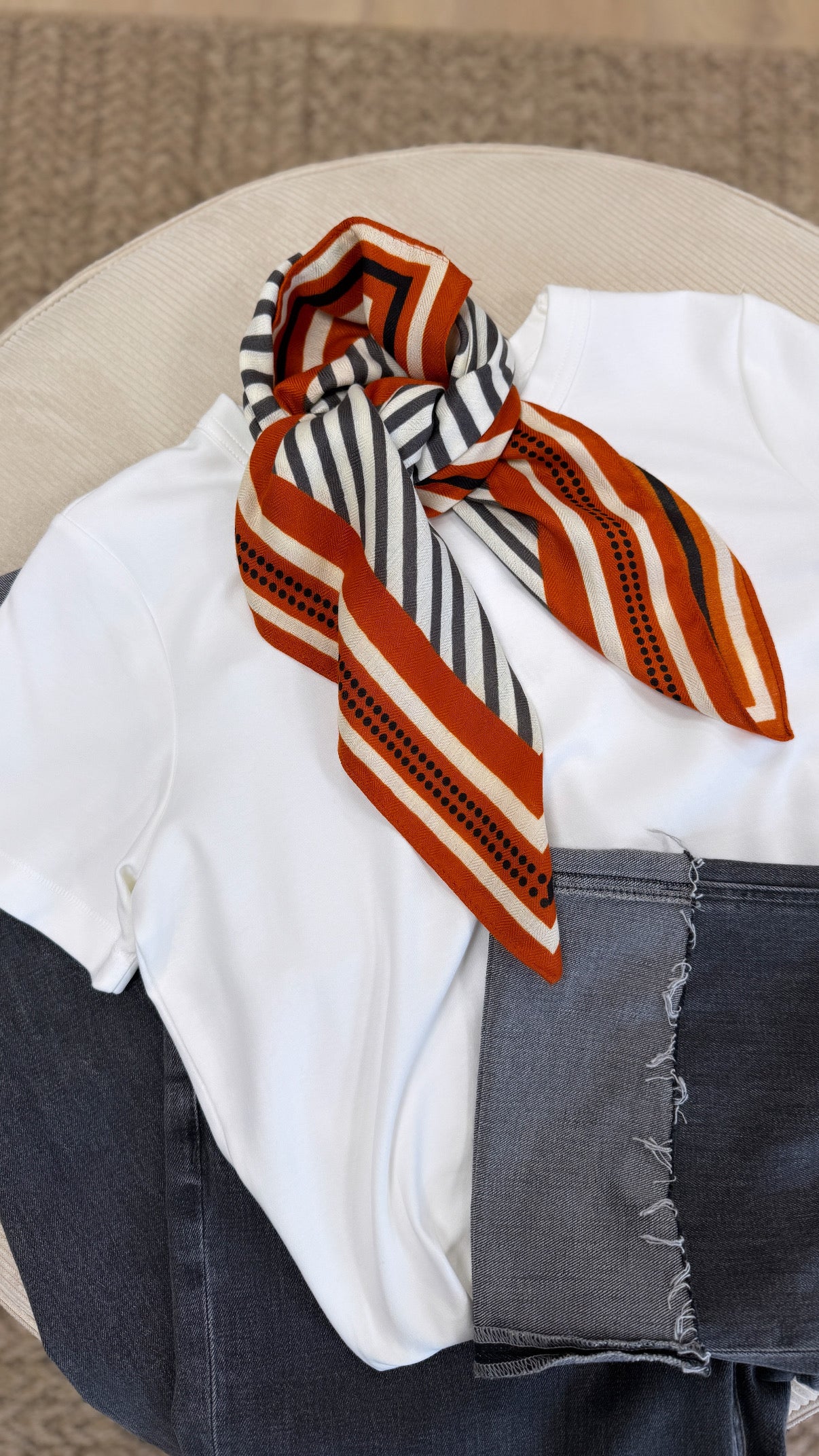Foulard ORIA orange/gris