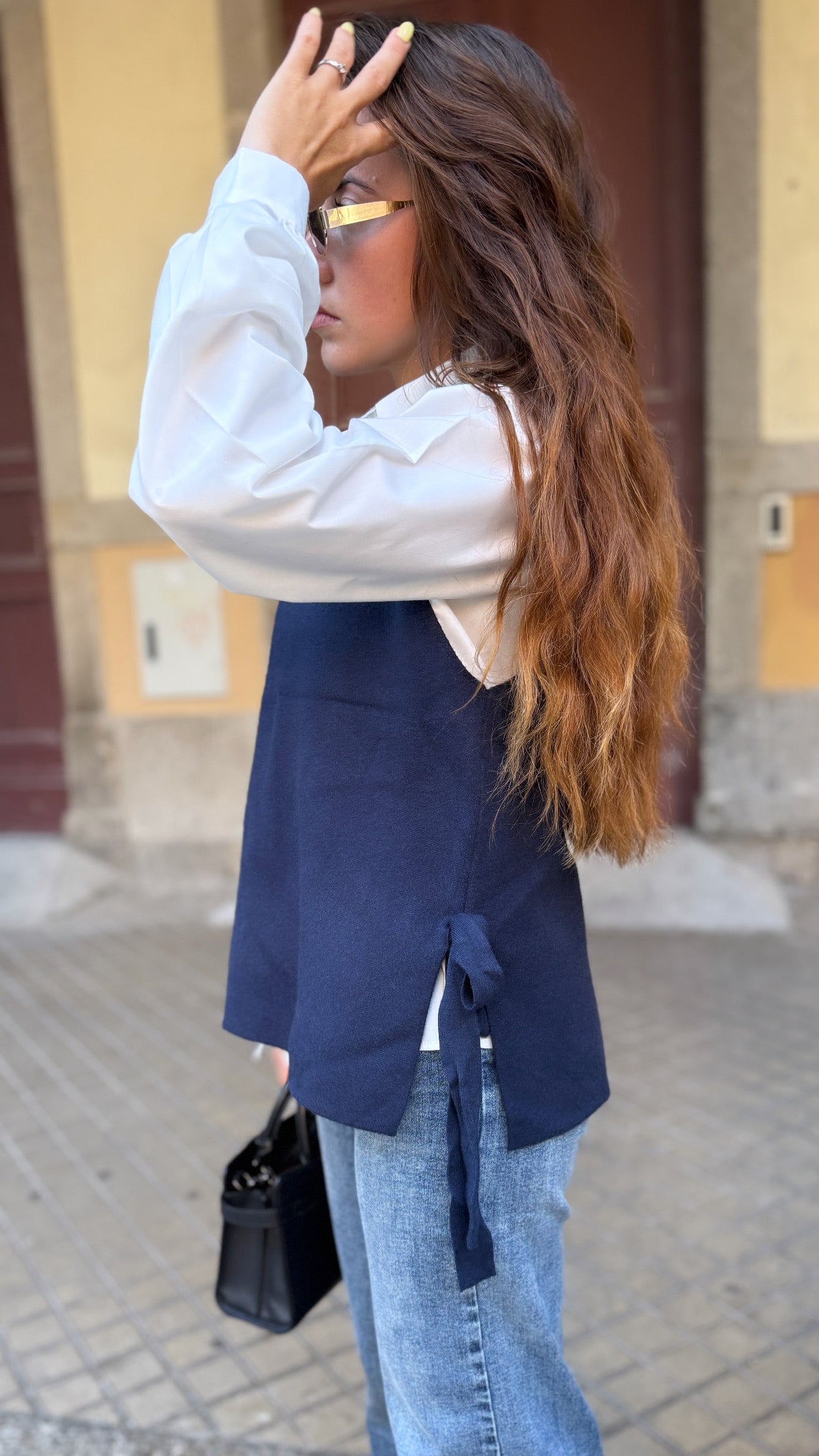 Pull sans manches JESSE bleu marine