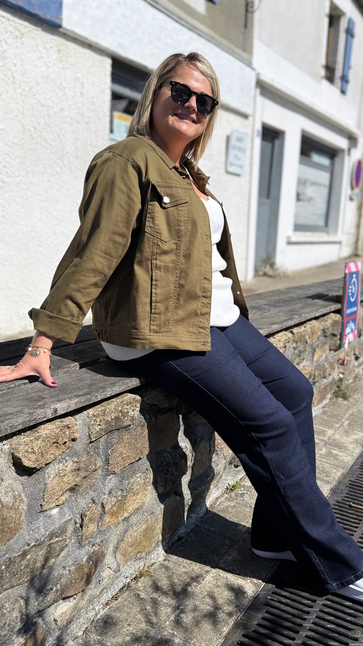 Veste en jean kaki