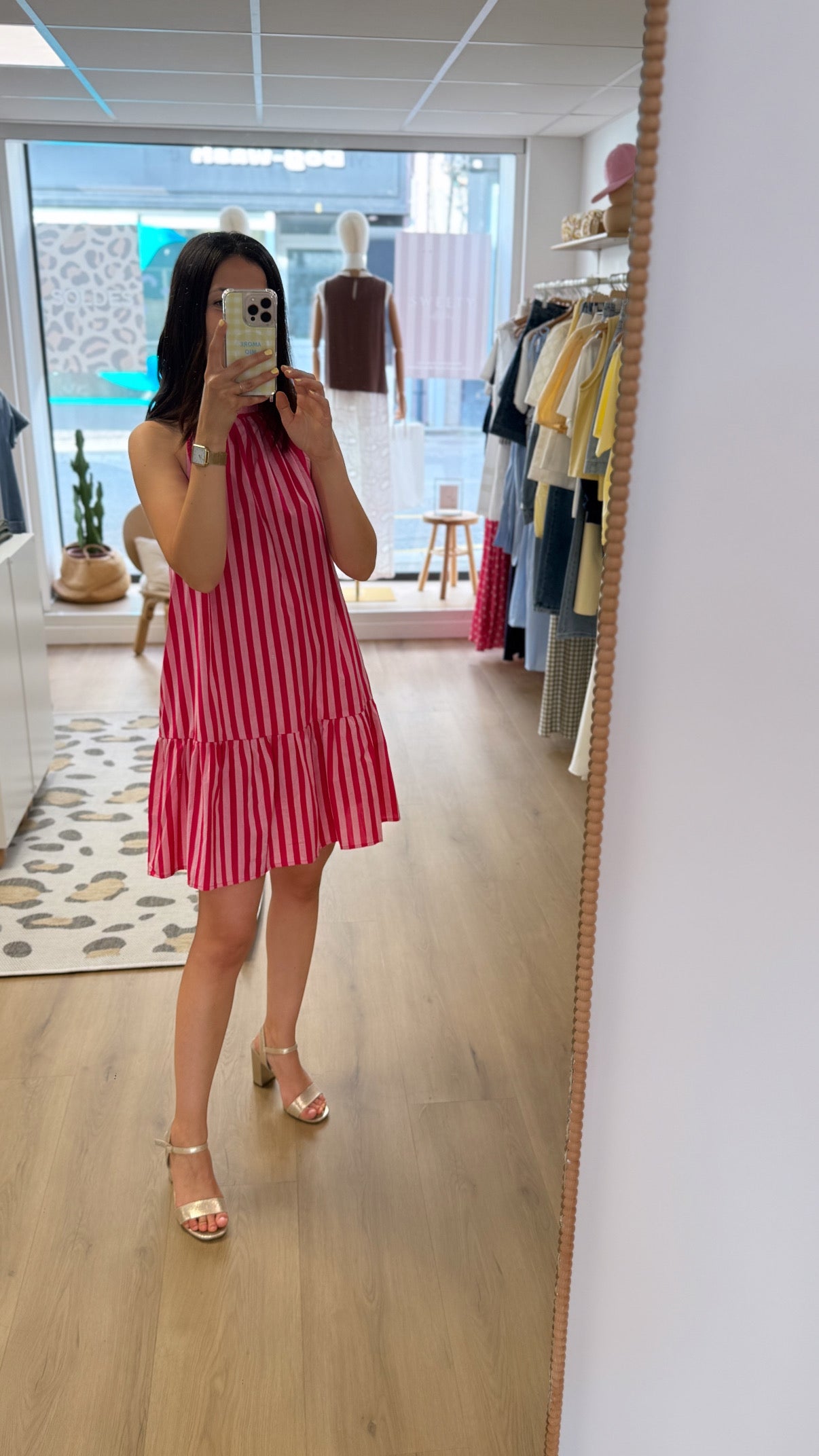 Robe rayée fushia