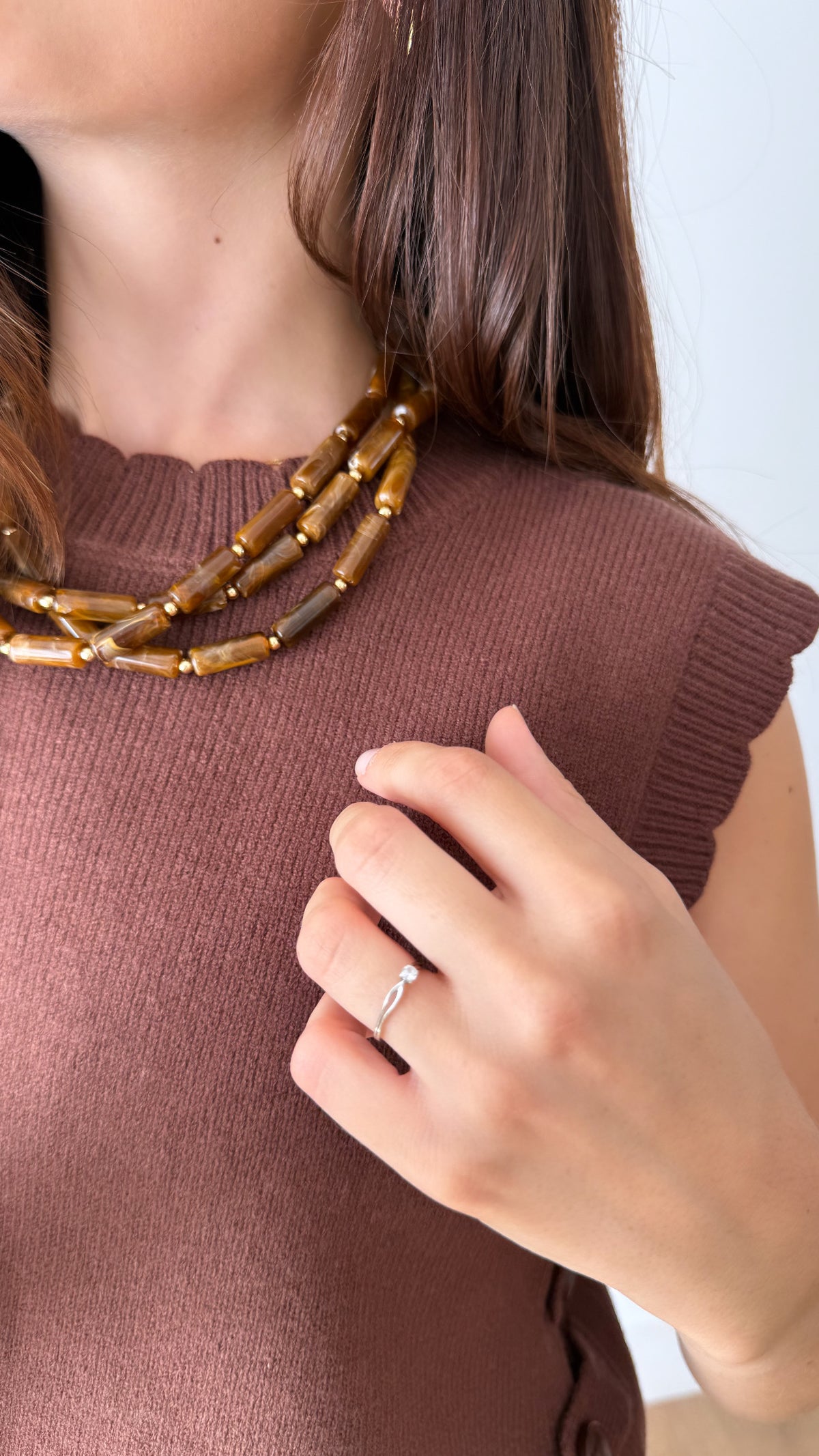 Pull sans manches marron