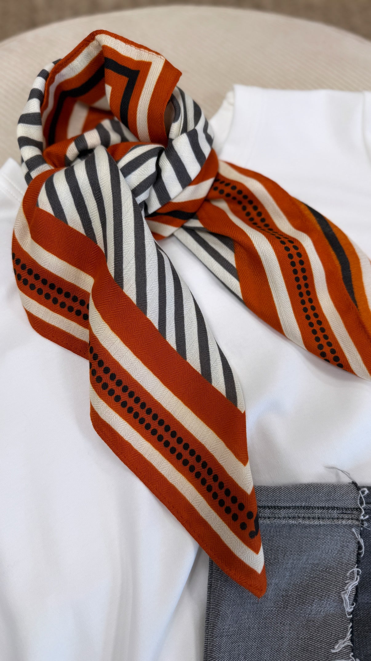 Foulard ORIA orange/gris