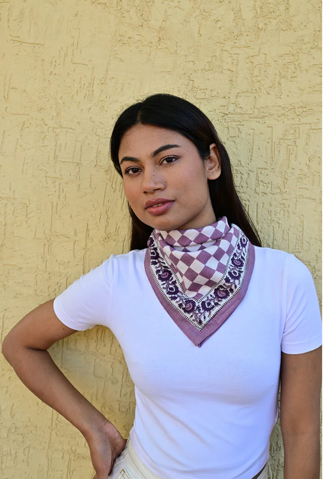 Petit Foulard Checks violet