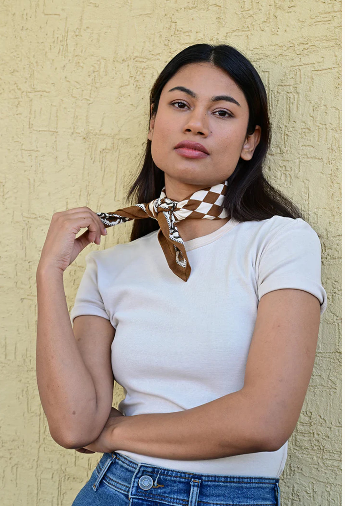 Petit Foulard Checks Bistre