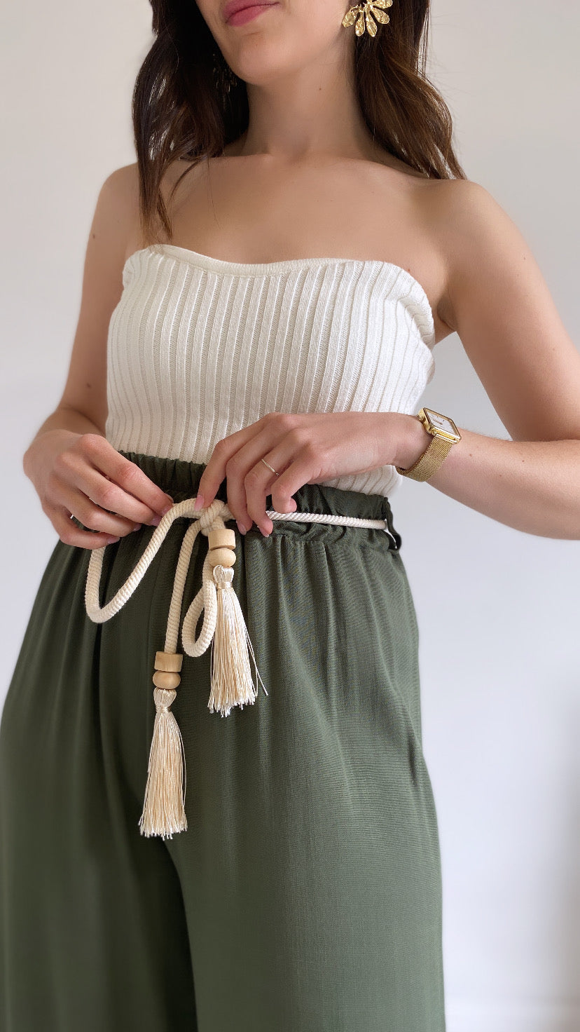 Bustier côtelé écru