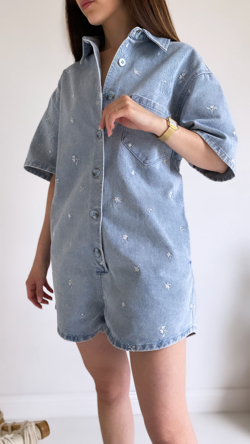 Combinaison short en jean