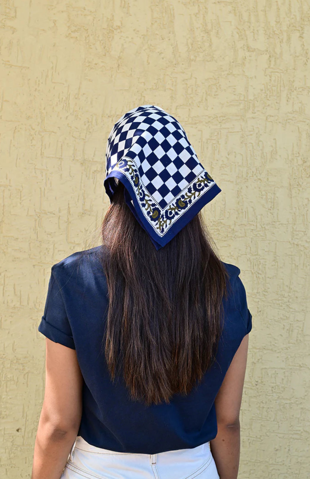 Petit Foulard Checks marine