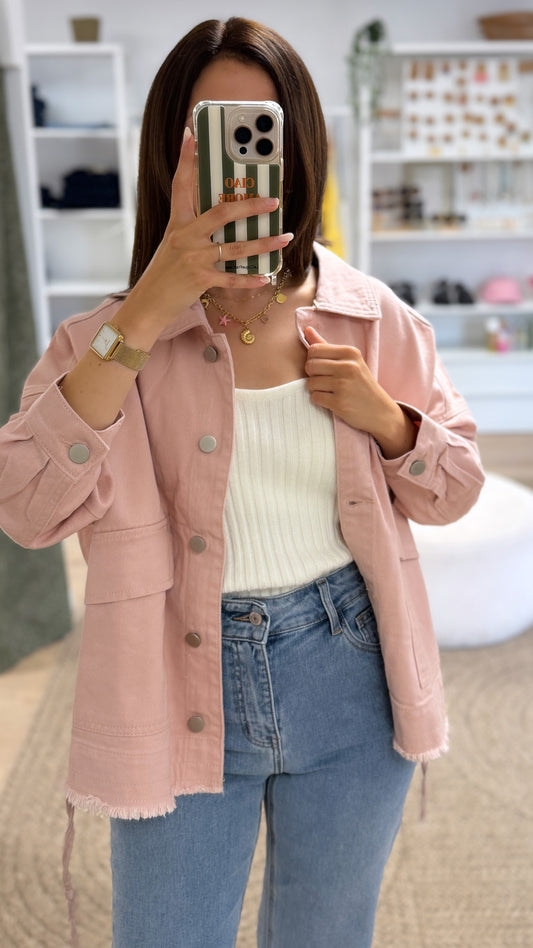 Veste en jean rose