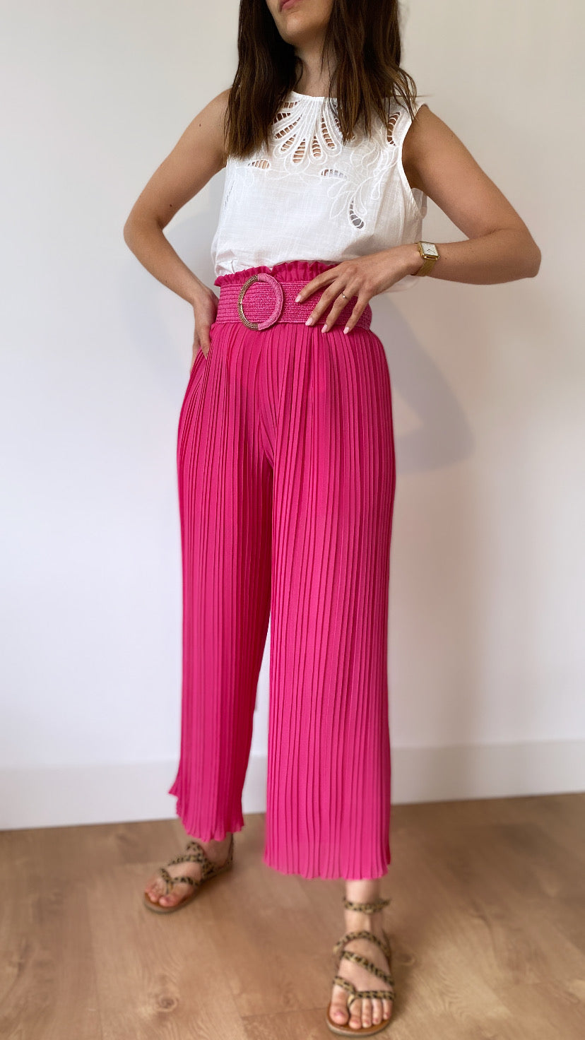 Pantalon plissé rose