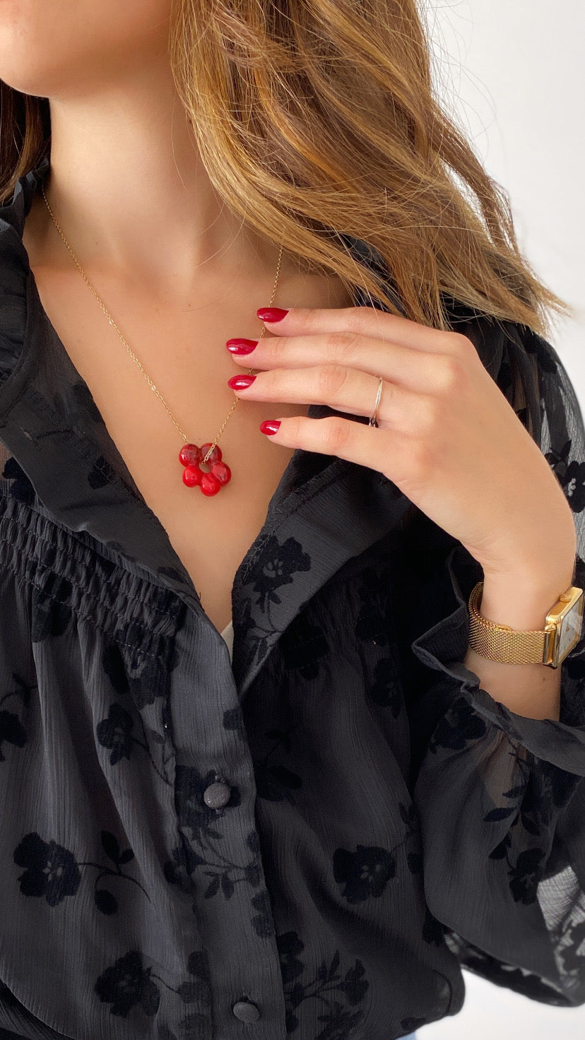 Collier FLEUR rouge