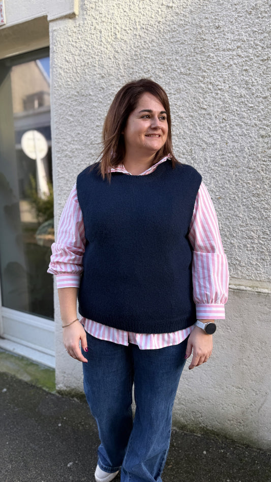 Pull sans manches bleu marine