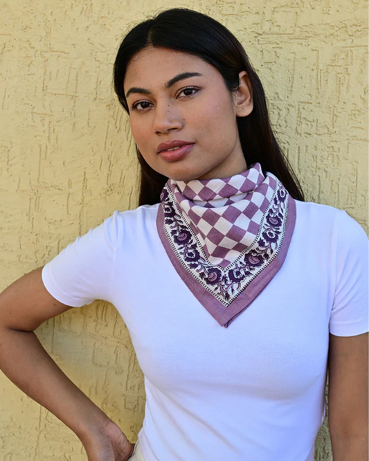 Petit Foulard Checks violet