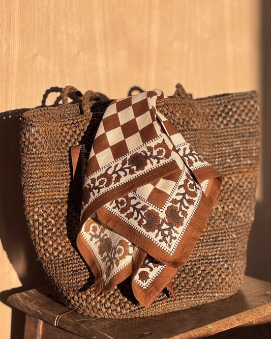 Petit Foulard Checks Bistre