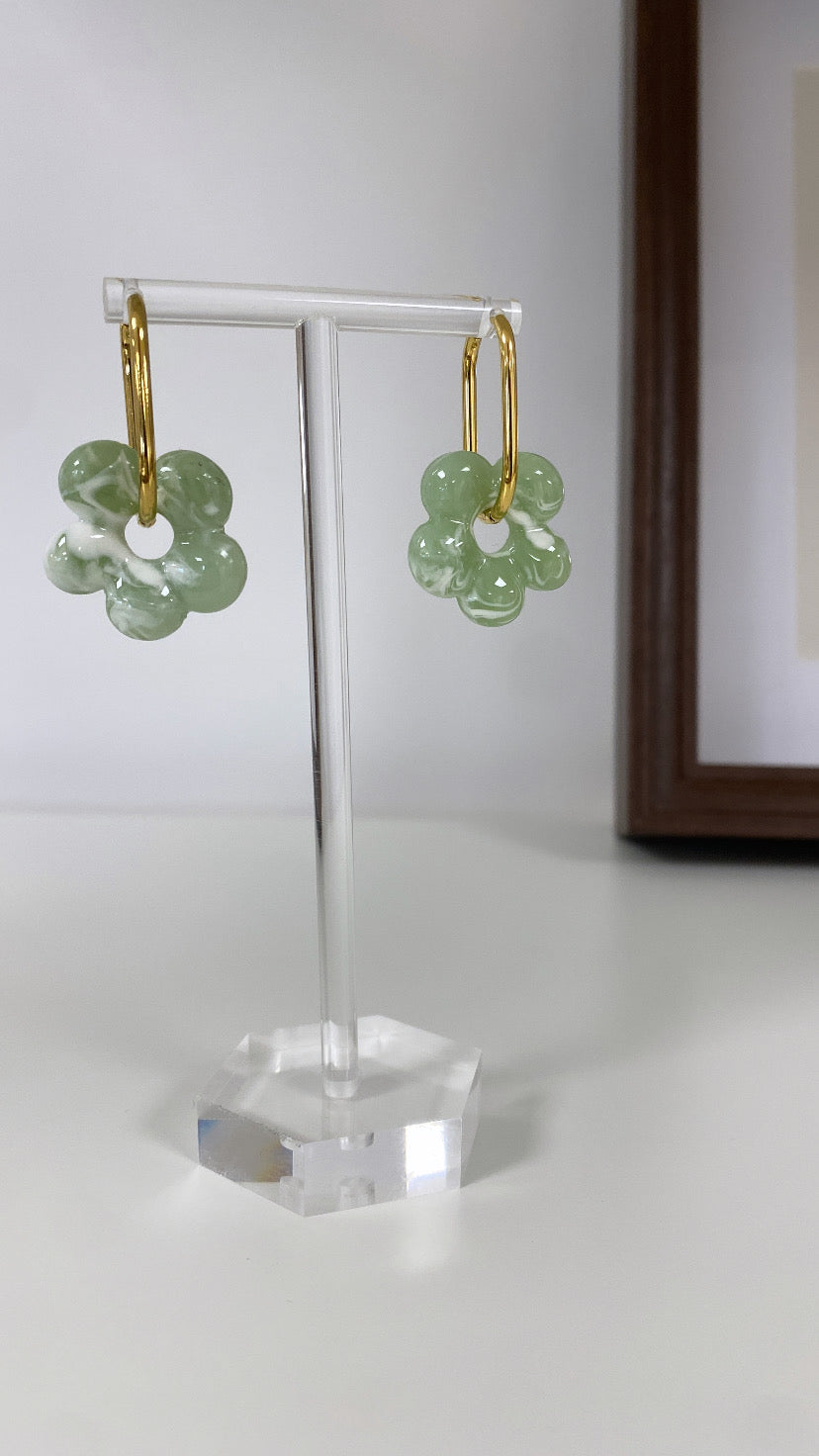 Boucles d’oreilles FLEUR verte