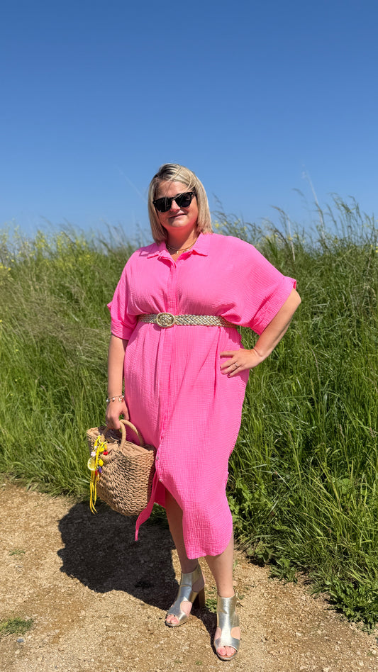 Robe chemise fushia