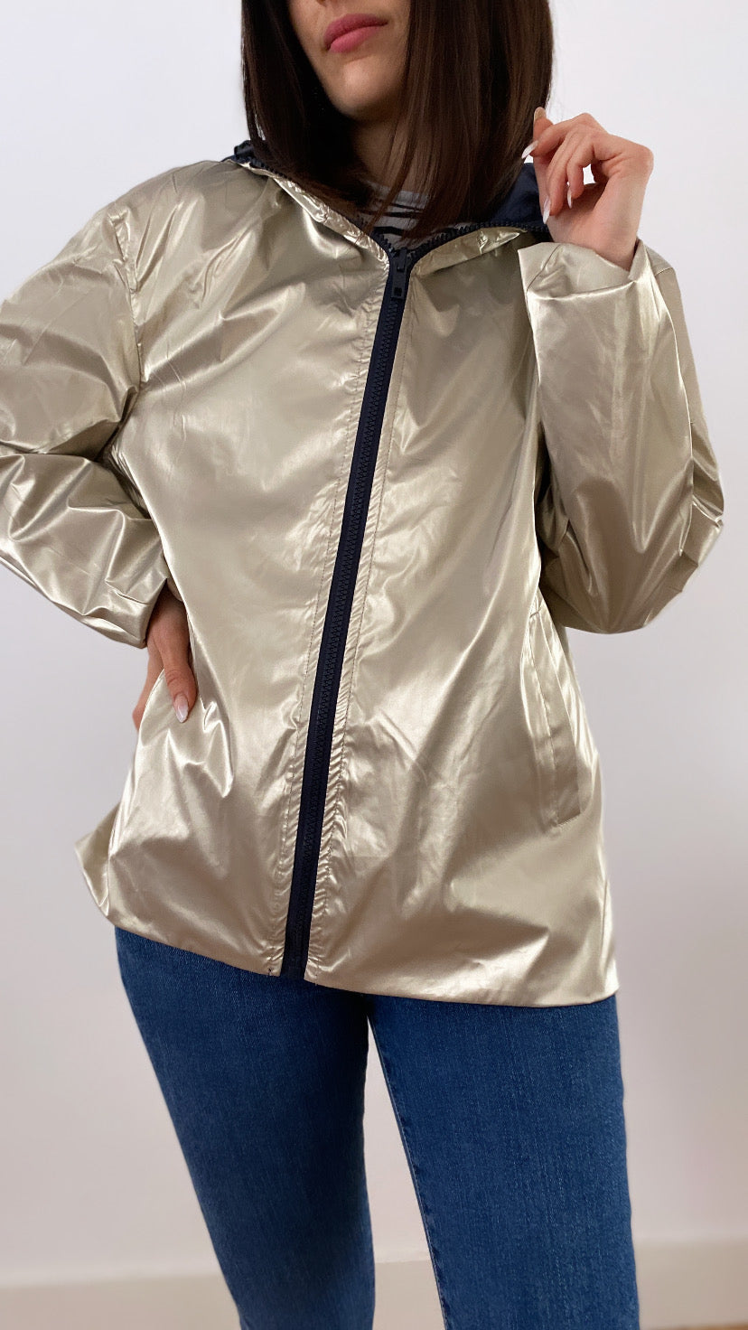 Parka réversible marine/dorée