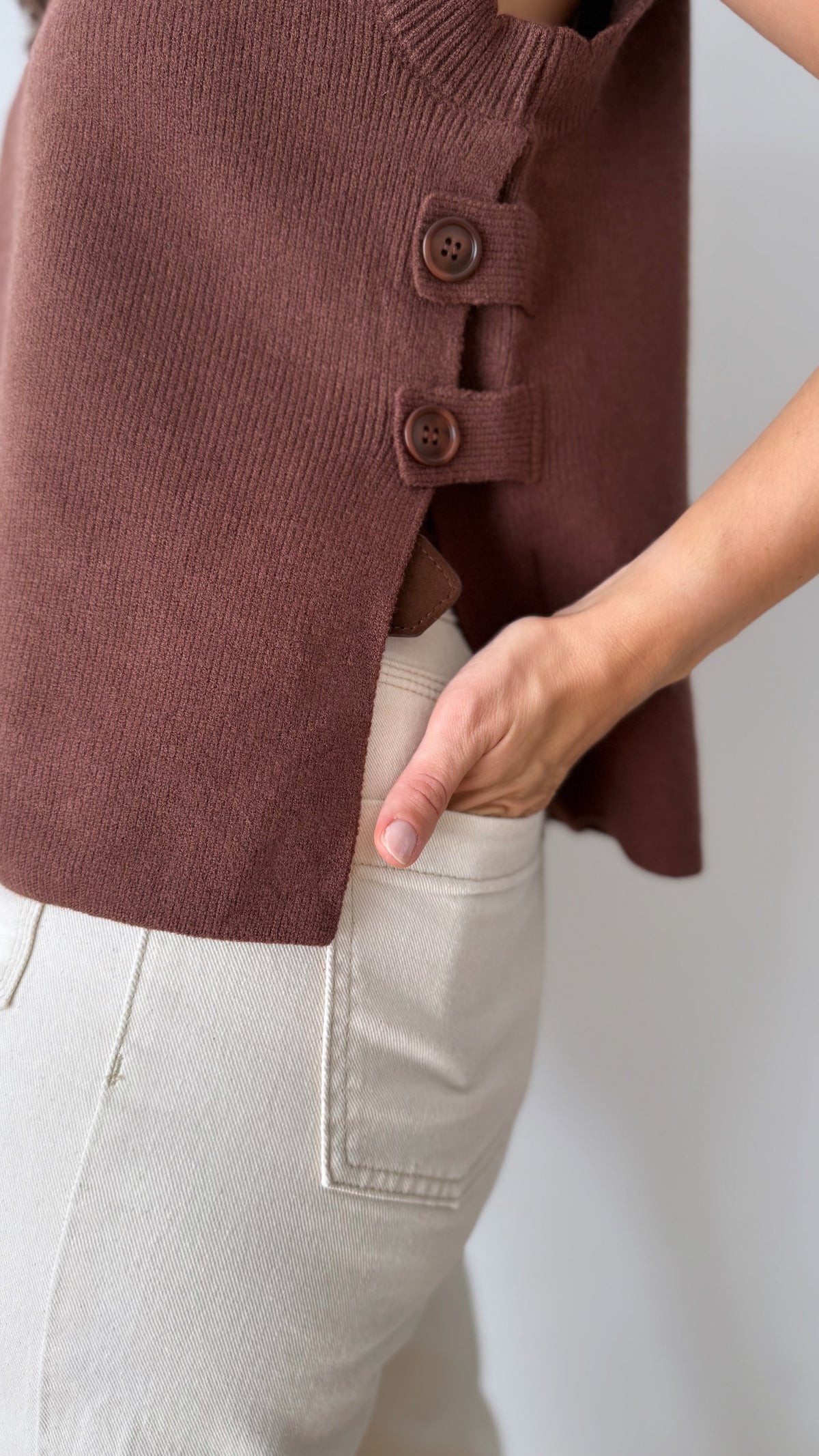 Pull sans manches marron