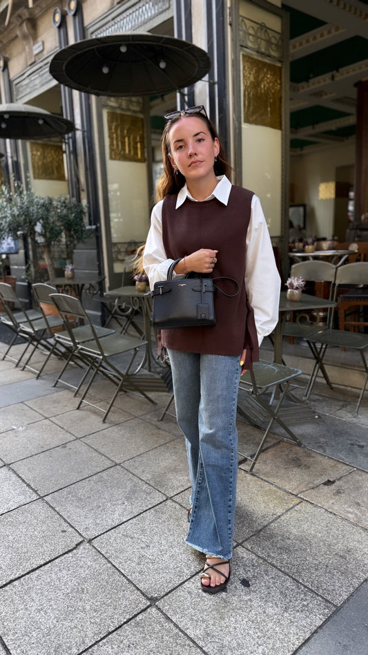Pull sans manches JESSE marron