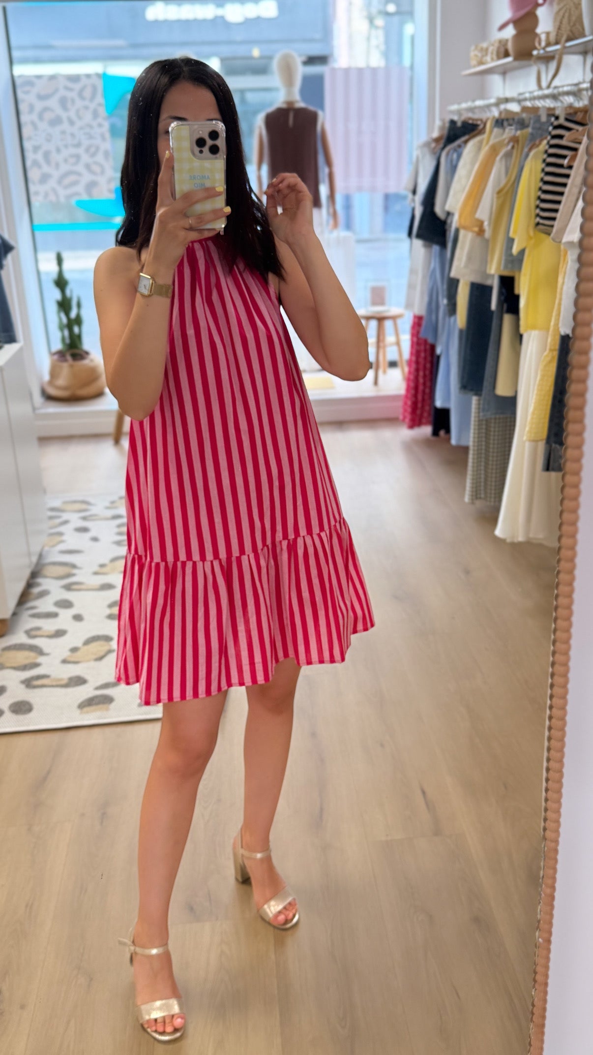 Robe rayée fushia
