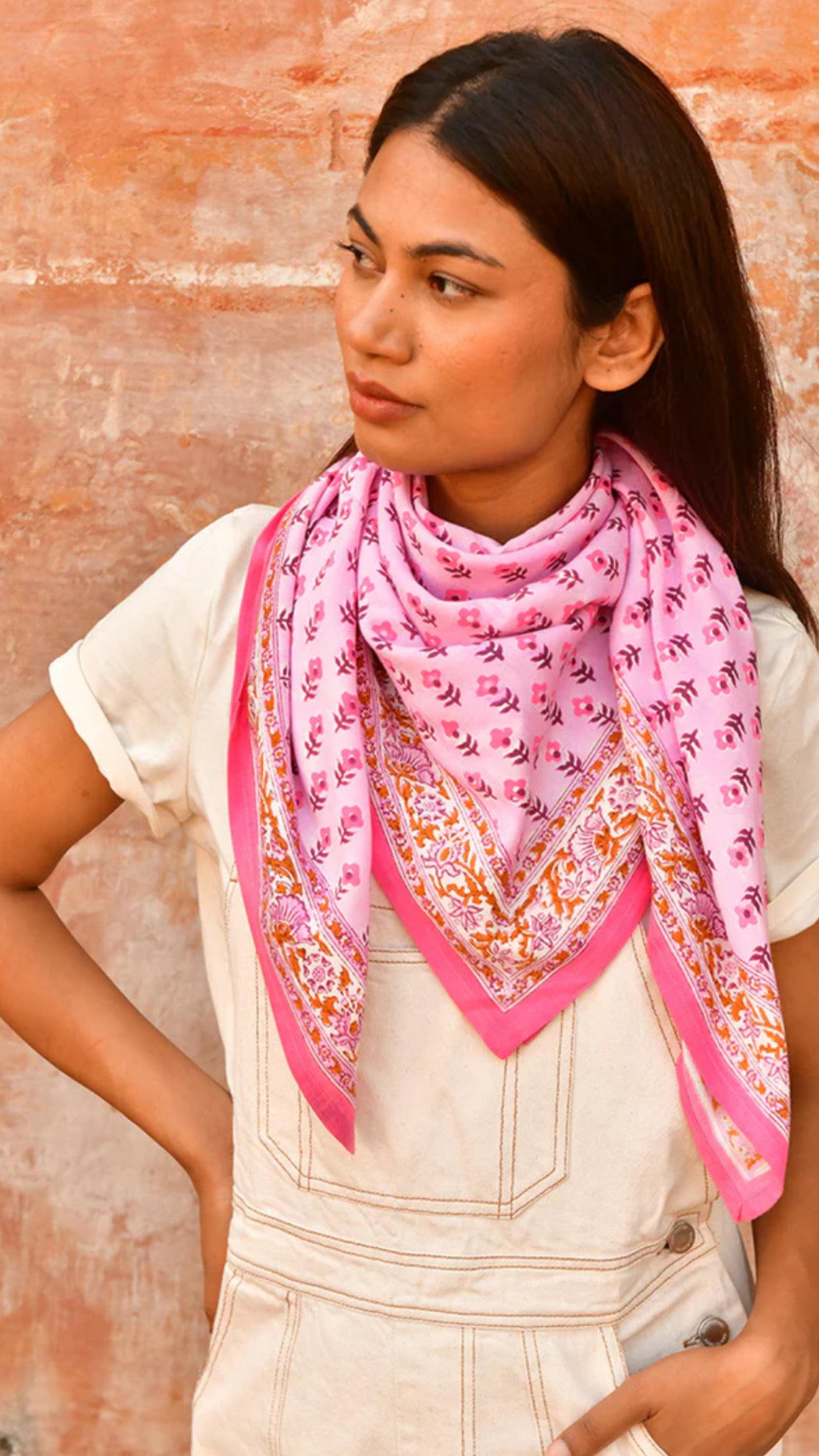 Grand foulard Nika rose