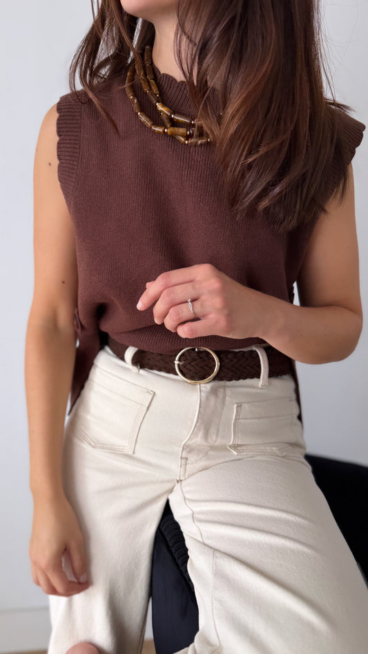 Pull sans manches marron