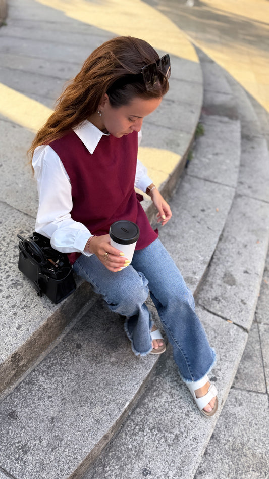 Pull sans manches JESSE bordeaux