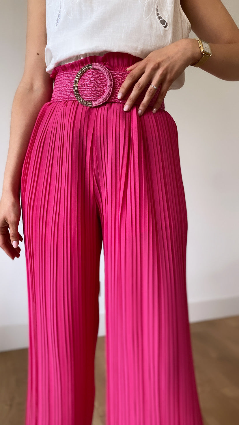 Pantalon plissé rose