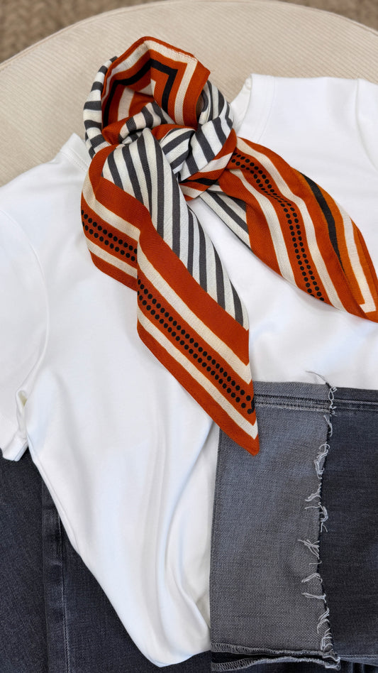 Foulard ORIA orange/gris